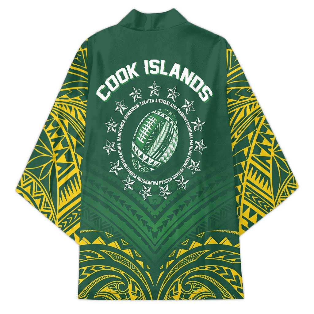World Rugby Cook Islands Kimono Green Polynesian Tribal Pattern - Polynesian Pride