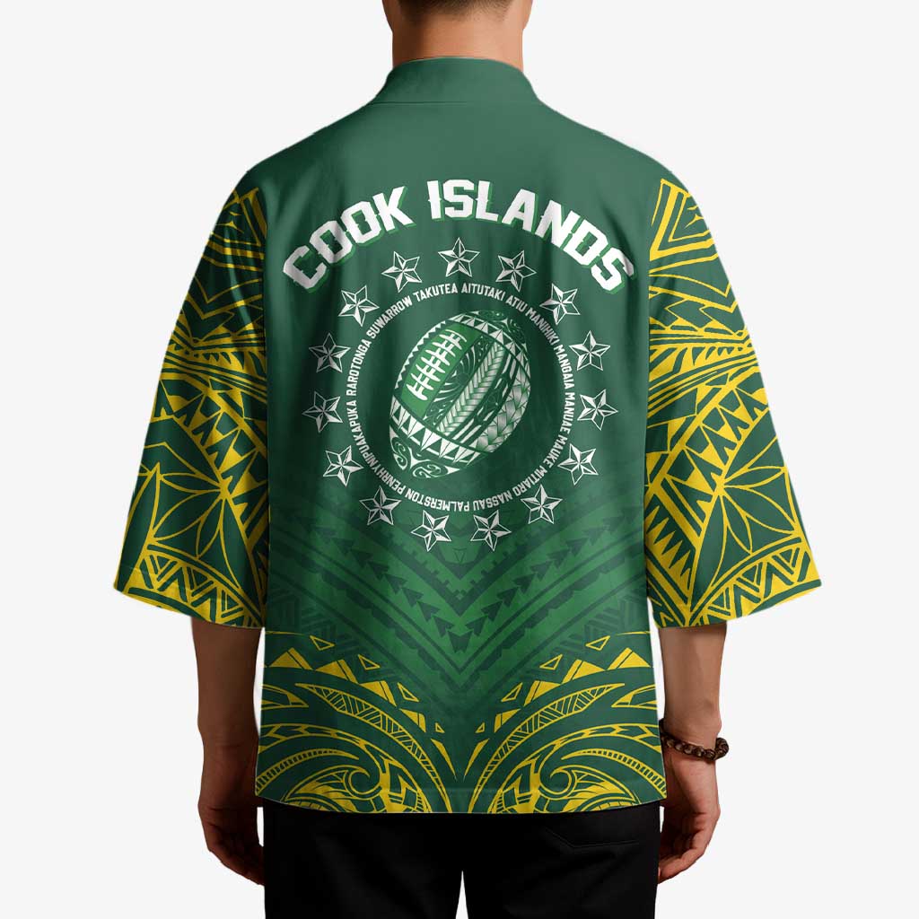 World Rugby Cook Islands Kimono Green Polynesian Tribal Pattern - Polynesian Pride