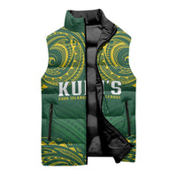 World Rugby Cook Islands Sleeveless Puffer Jacket Green Polynesian Tribal Pattern - Polynesian Pride