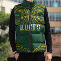 World Rugby Cook Islands Sleeveless Puffer Jacket Green Polynesian Tribal Pattern - Polynesian Pride