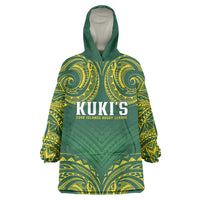 World Rugby Cook Islands Wearable Blanket Hoodie Green Polynesian Tribal Pattern - Polynesian Pride