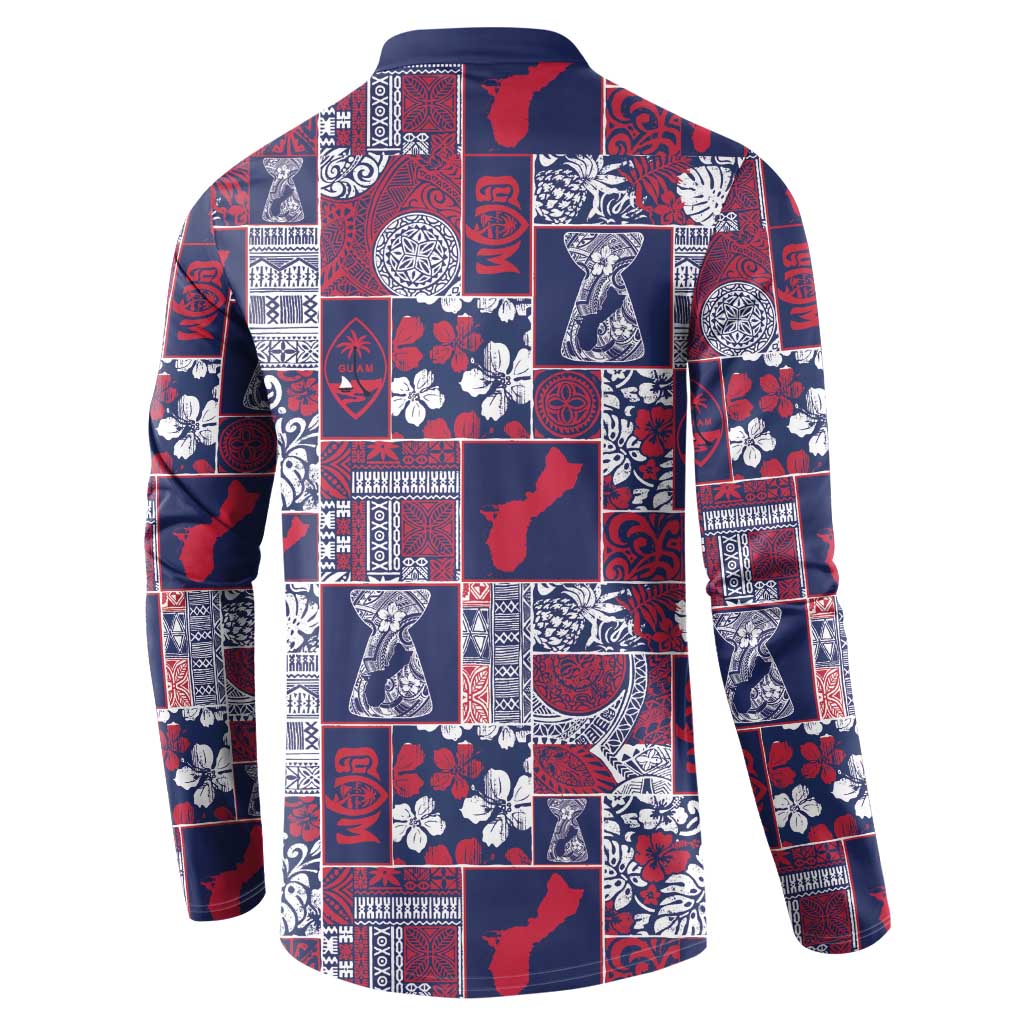 Guam Felis Pasgua Button Sweatshirt Pacific Patchwork Xmas Vibes - Polynesian Pride
