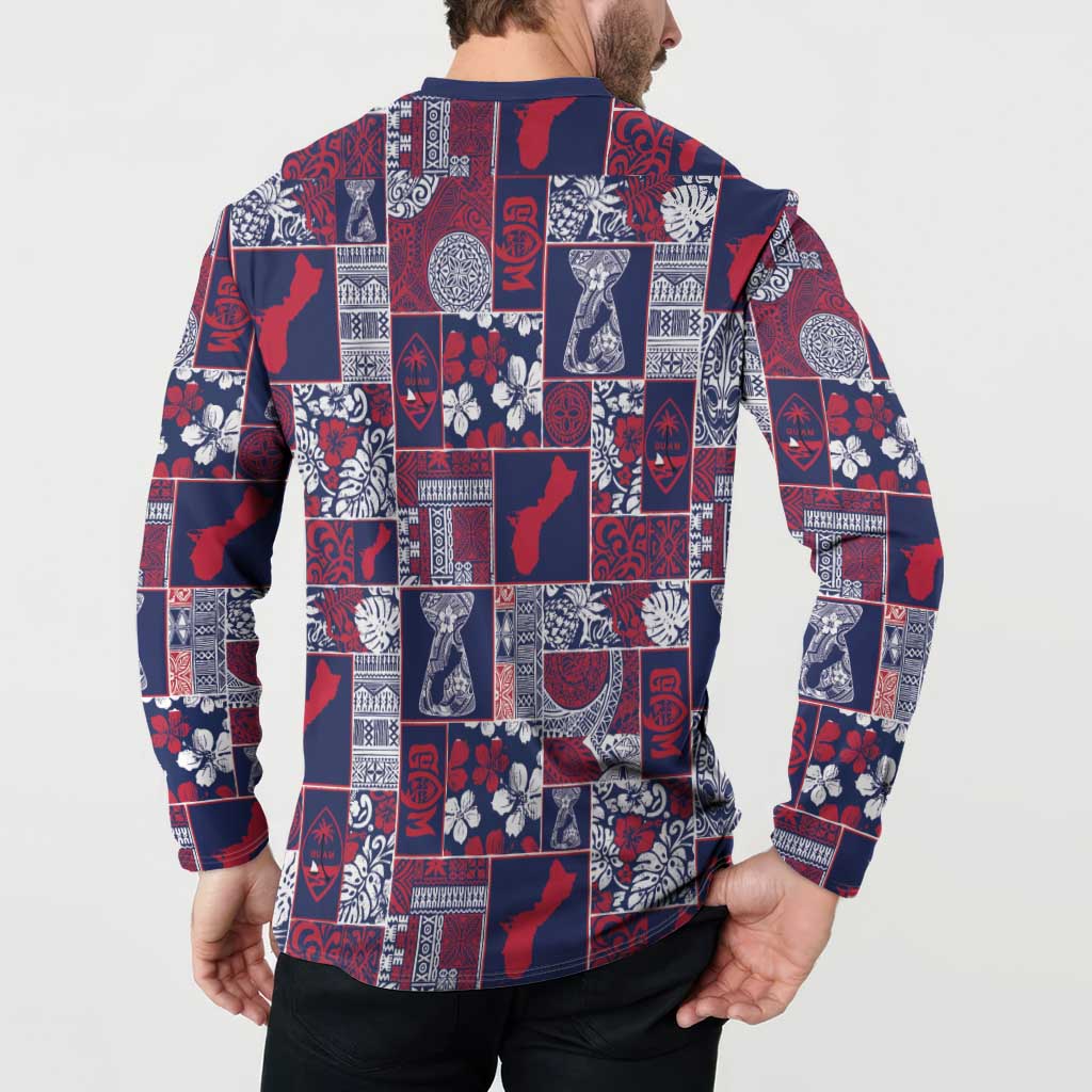Guam Felis Pasgua Button Sweatshirt Pacific Patchwork Xmas Vibes - Polynesian Pride