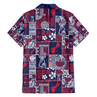 Guam Felis Pasgua Family Matching Off Shoulder Short Dress and Hawaiian Shirt Pacific Patchwork Xmas Vibes - Polynesian Pride