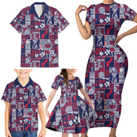 Guam Felis Pasgua Family Matching Short Sleeve Bodycon Dress and Hawaiian Shirt Pacific Patchwork Xmas Vibes - Polynesian Pride