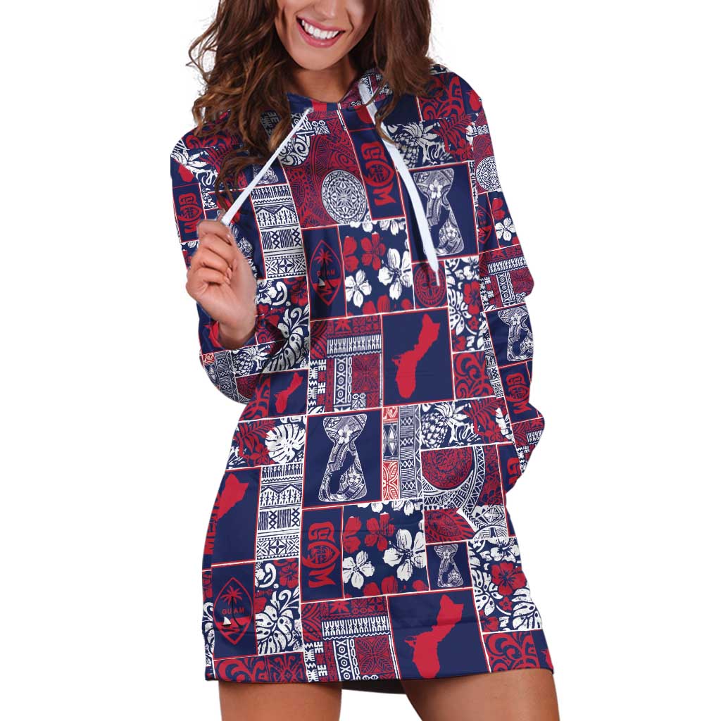 Guam Felis Pasgua Hoodie Dress Pacific Patchwork Xmas Vibes - Polynesian Pride