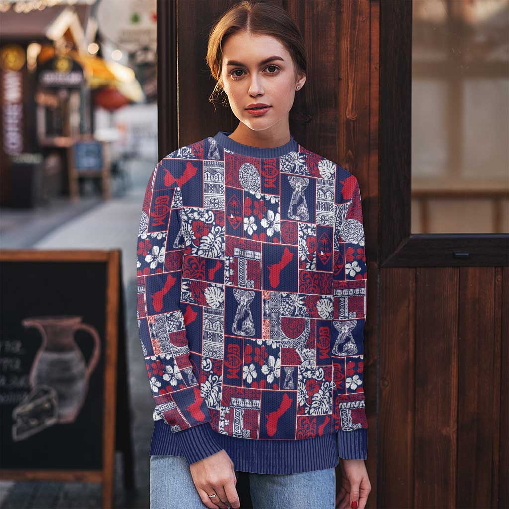 Guam Felis Pasgua Ugly Christmas Sweater Pacific Patchwork Xmas Vibes - Polynesian Pride