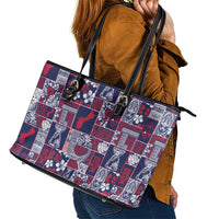 Guam Felis Pasgua Leather Tote Bag Pacific Patchwork Xmas Vibes - Polynesian Pride