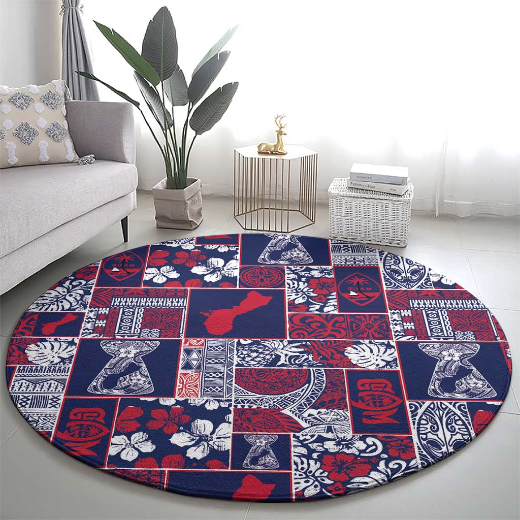 Guam Felis Pasgua Round Carpet Pacific Patchwork Xmas Vibes - Polynesian Pride
