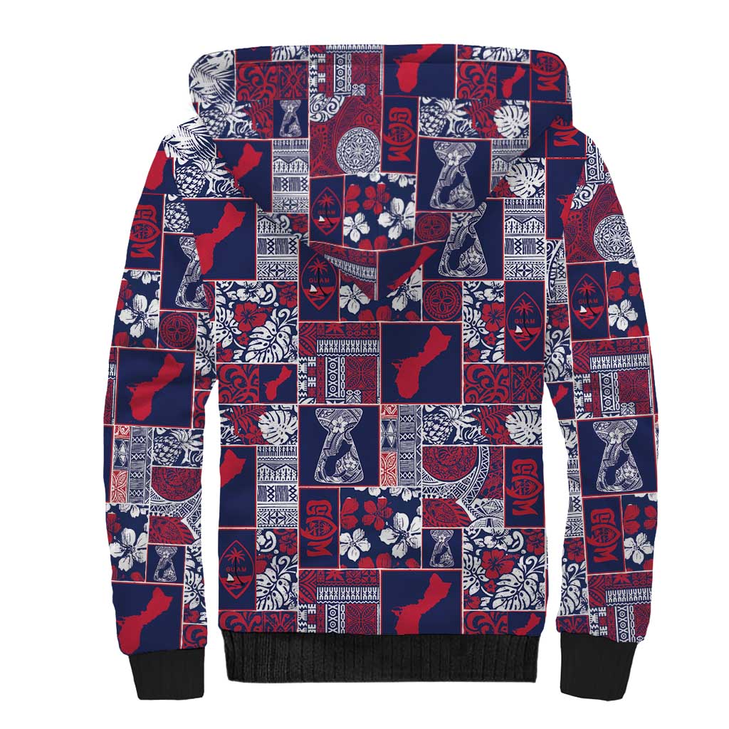 Guam Felis Pasgua Sherpa Hoodie Pacific Patchwork Xmas Vibes - Polynesian Pride