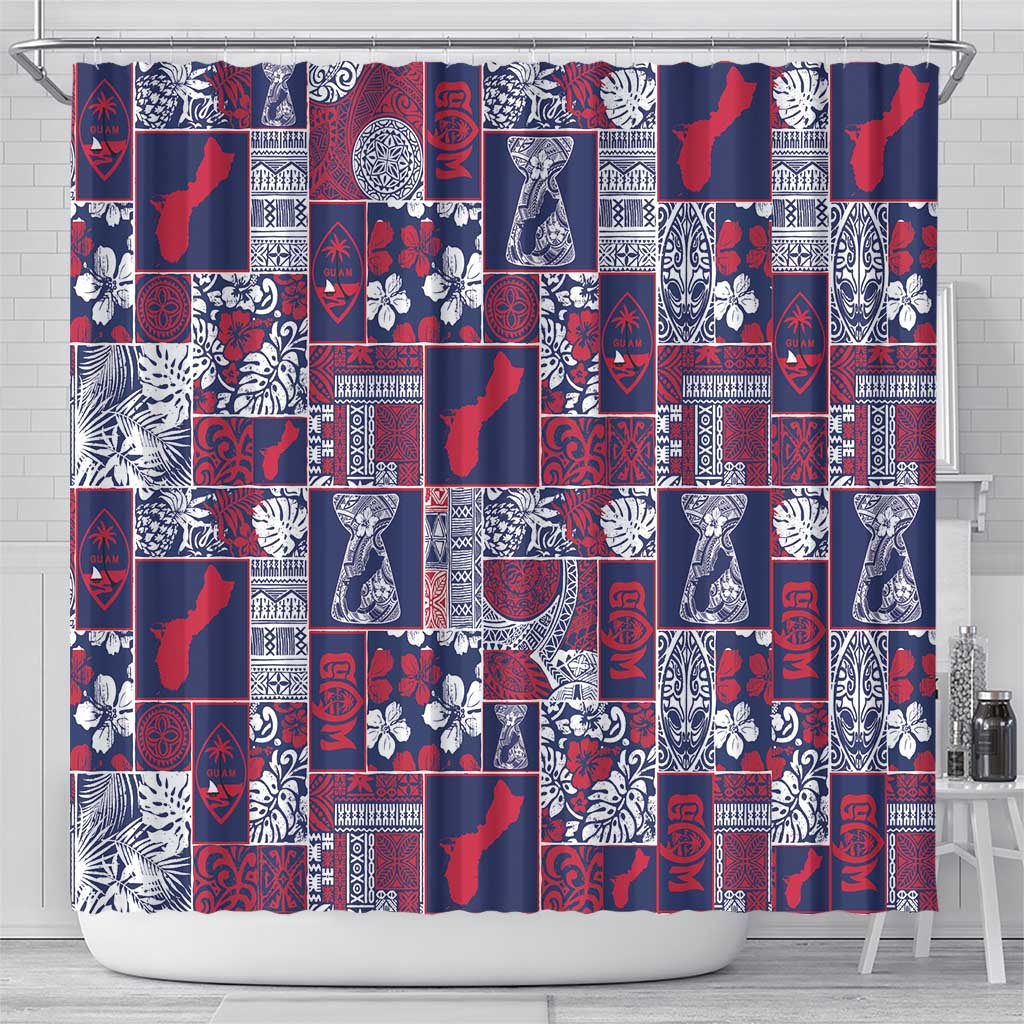 Guam Felis Pasgua Shower Curtain Pacific Patchwork Xmas Vibes - Polynesian Pride