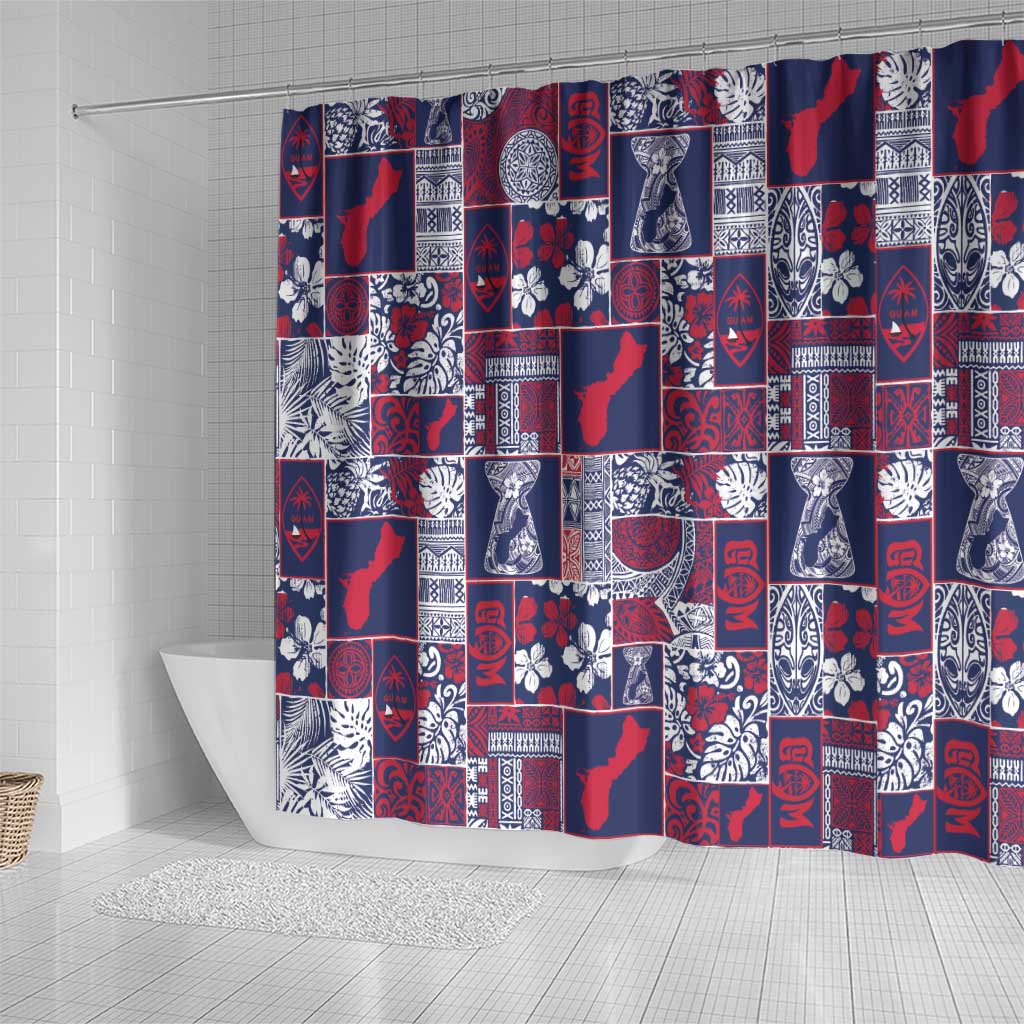 Guam Felis Pasgua Shower Curtain Pacific Patchwork Xmas Vibes - Polynesian Pride