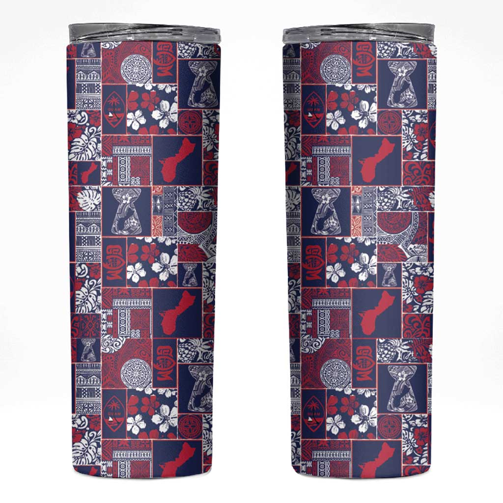 Guam Felis Pasgua Skinny Tumbler Pacific Patchwork Xmas Vibes - Polynesian Pride