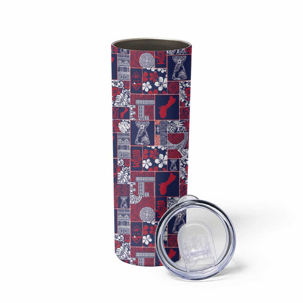 Guam Felis Pasgua Skinny Tumbler Pacific Patchwork Xmas Vibes - Polynesian Pride