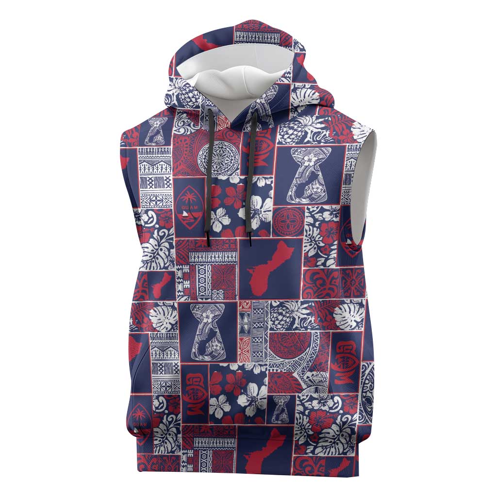 Guam Felis Pasgua Sleeveless Hoodie Pacific Patchwork Xmas Vibes - Polynesian Pride
