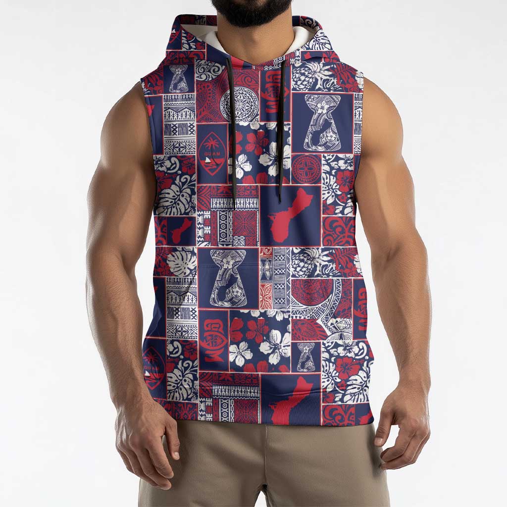 Guam Felis Pasgua Sleeveless Hoodie Pacific Patchwork Xmas Vibes - Polynesian Pride