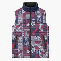 Guam Felis Pasgua Sleeveless Puffer Jacket Pacific Patchwork Xmas Vibes - Polynesian Pride