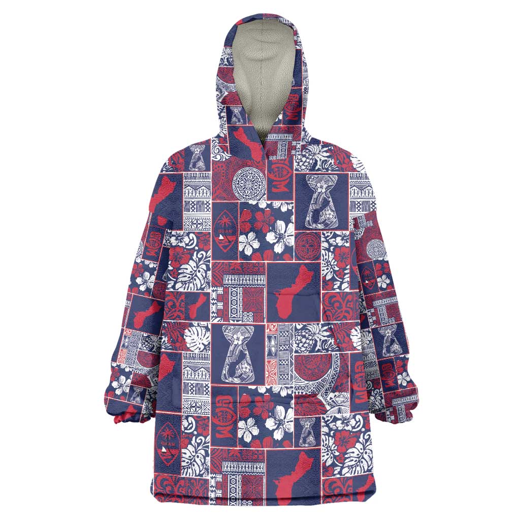 Guam Felis Pasgua Wearable Blanket Hoodie Pacific Patchwork Xmas Vibes - Polynesian Pride