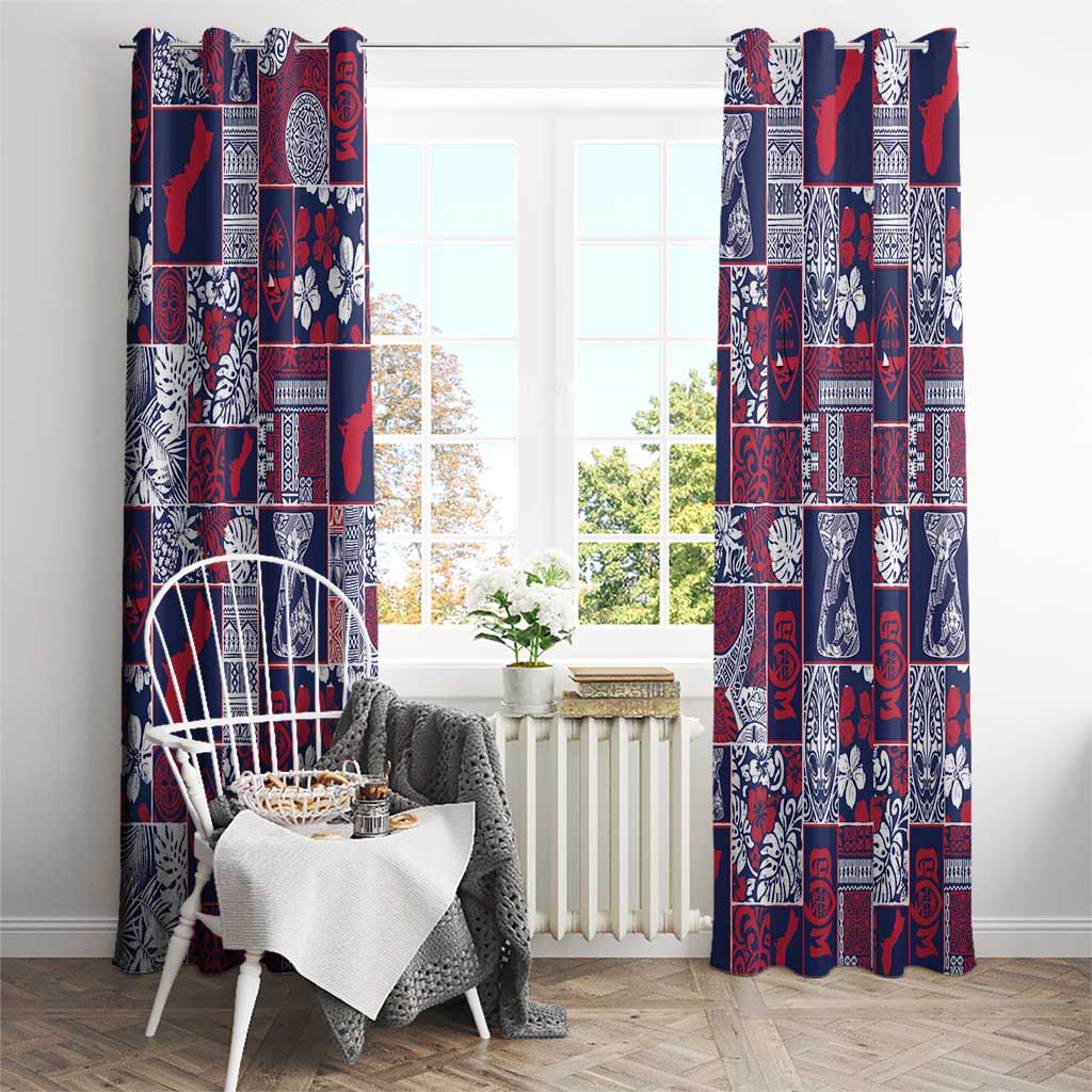Guam Felis Pasgua Window Curtain Pacific Patchwork Xmas Vibes - Polynesian Pride