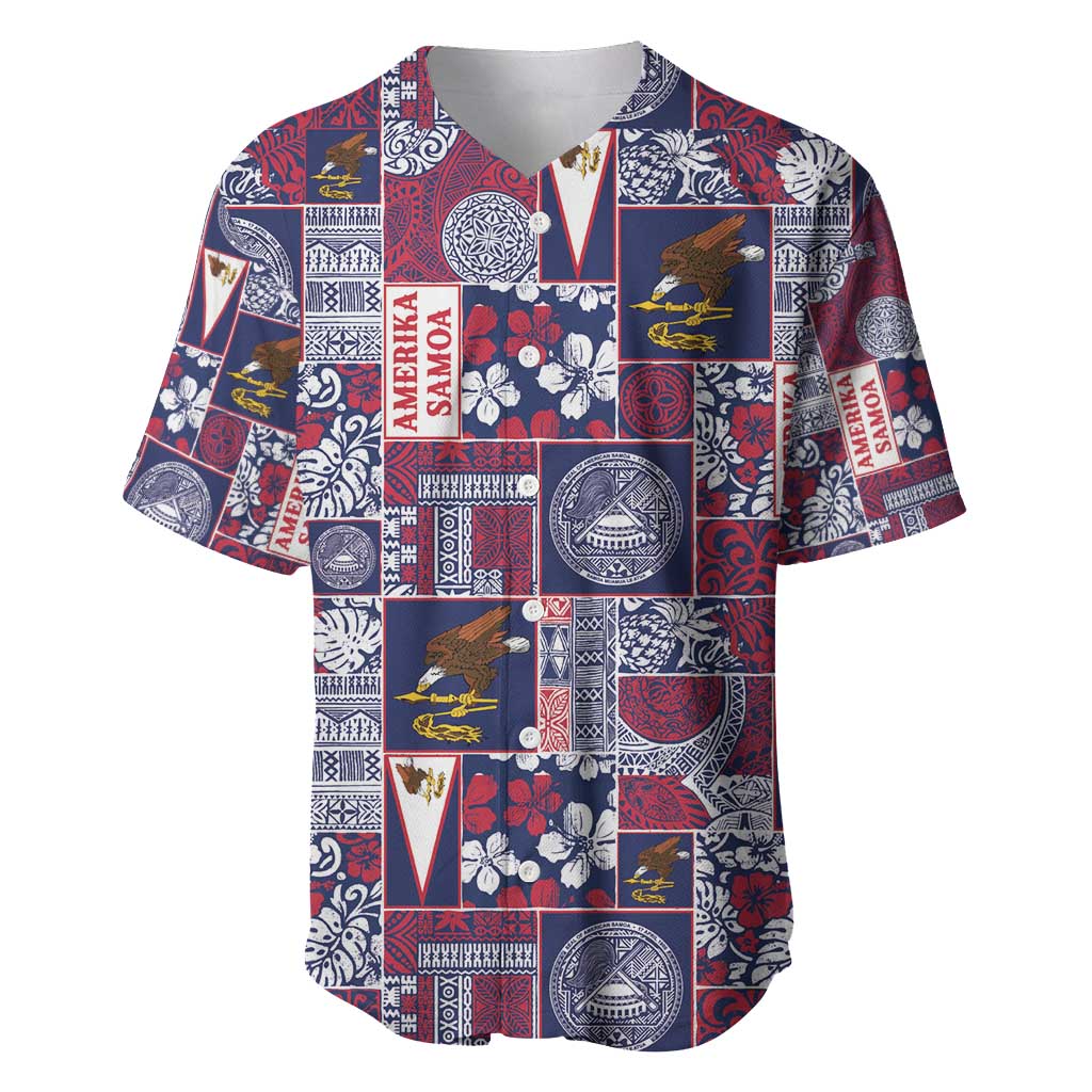 Manuia le Kerisimasi American Samoa Baseball Jersey Pacific Patchwork Xmas Vibes - Polynesian Pride