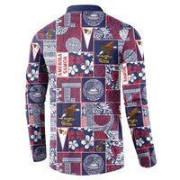 Manuia le Kerisimasi American Samoa Button Sweatshirt Pacific Patchwork Xmas Vibes - Polynesian Pride