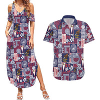 Manuia le Kerisimasi American Samoa Couples Matching Summer Maxi Dress and Hawaiian Shirt Pacific Patchwork Xmas Vibes - Polynesian Pride