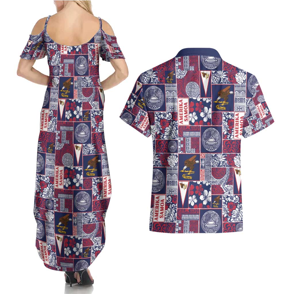 Manuia le Kerisimasi American Samoa Couples Matching Summer Maxi Dress and Hawaiian Shirt Pacific Patchwork Xmas Vibes - Polynesian Pride