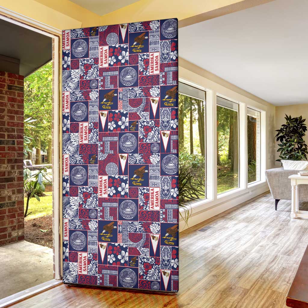 Manuia le Kerisimasi American Samoa Door Cover Pacific Patchwork Xmas Vibes - Polynesian Pride