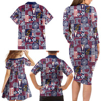 Manuia le Kerisimasi American Samoa Family Matching Long Sleeve Bodycon Dress and Hawaiian Shirt Pacific Patchwork Xmas Vibes - Polynesian Pride