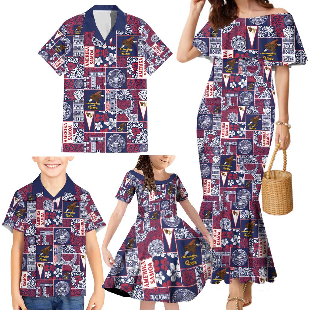 Manuia le Kerisimasi American Samoa Family Matching Mermaid Dress and Hawaiian Shirt Pacific Patchwork Xmas Vibes - Polynesian Pride