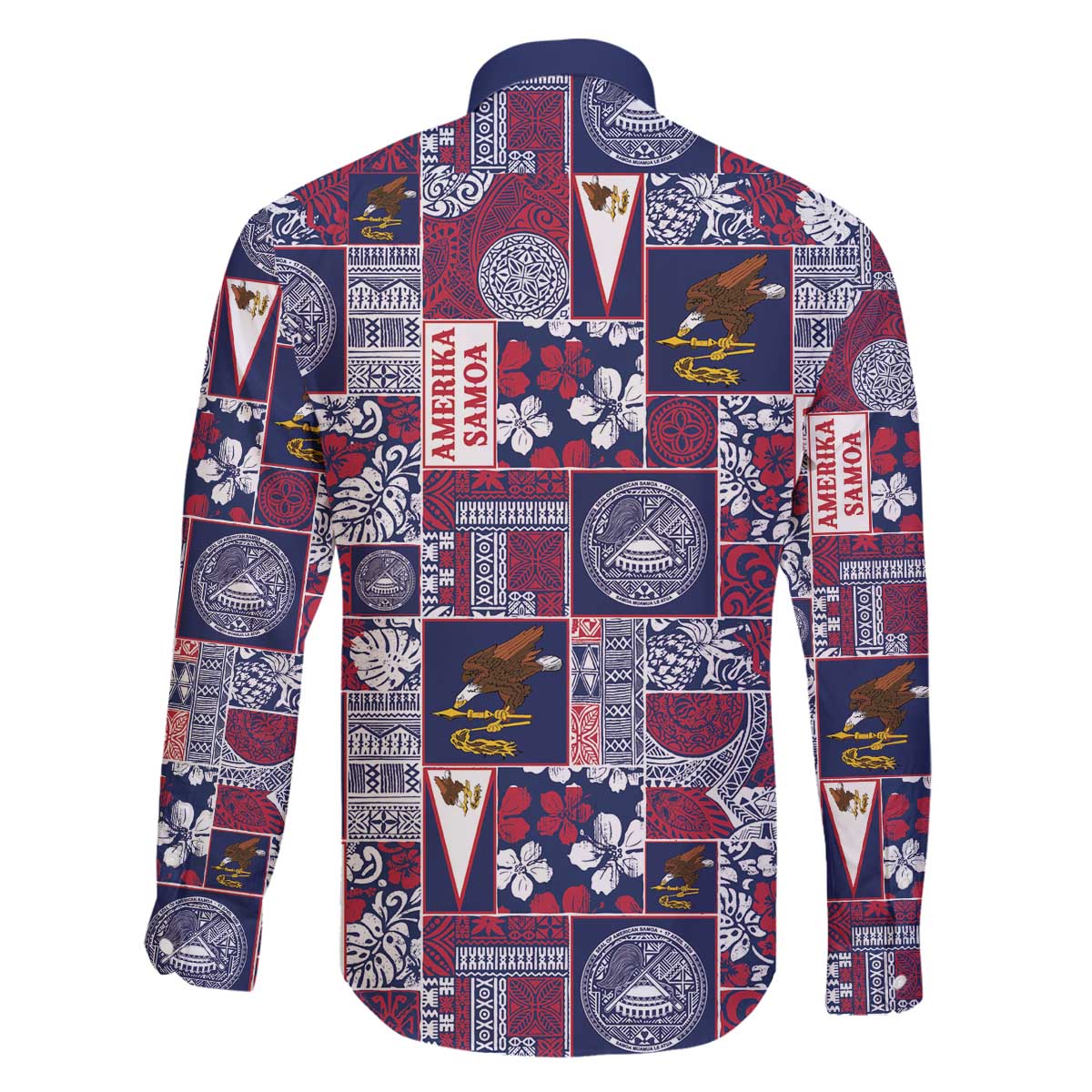 Manuia le Kerisimasi American Samoa Family Matching Off The Shoulder Long Sleeve Dress and Hawaiian Shirt Pacific Patchwork Xmas Vibes - Polynesian Pride