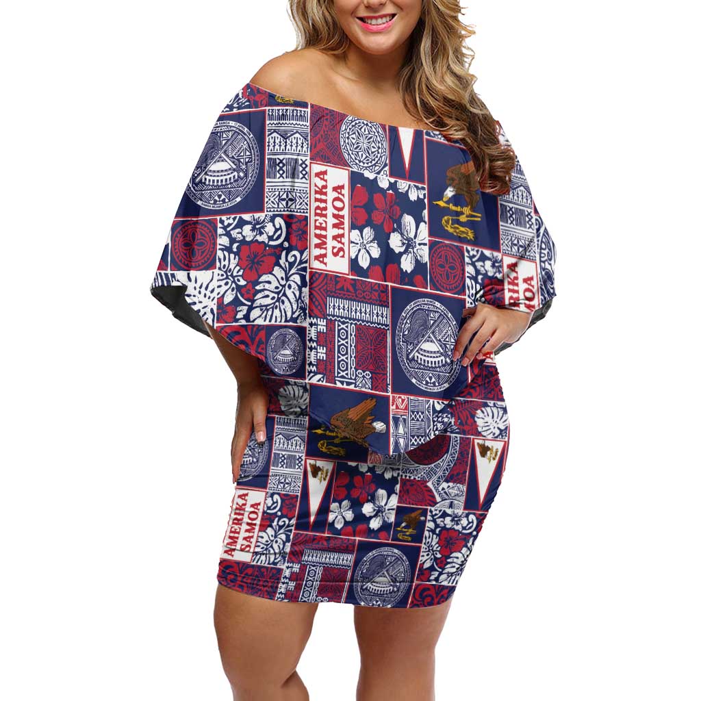 Manuia le Kerisimasi American Samoa Family Matching Off Shoulder Short Dress and Hawaiian Shirt Pacific Patchwork Xmas Vibes - Polynesian Pride