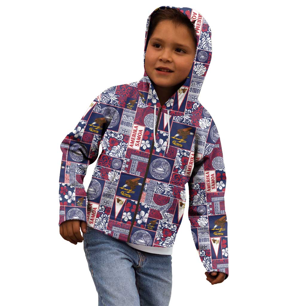 Manuia le Kerisimasi American Samoa Kid Hoodie Pacific Patchwork Xmas Vibes - Polynesian Pride