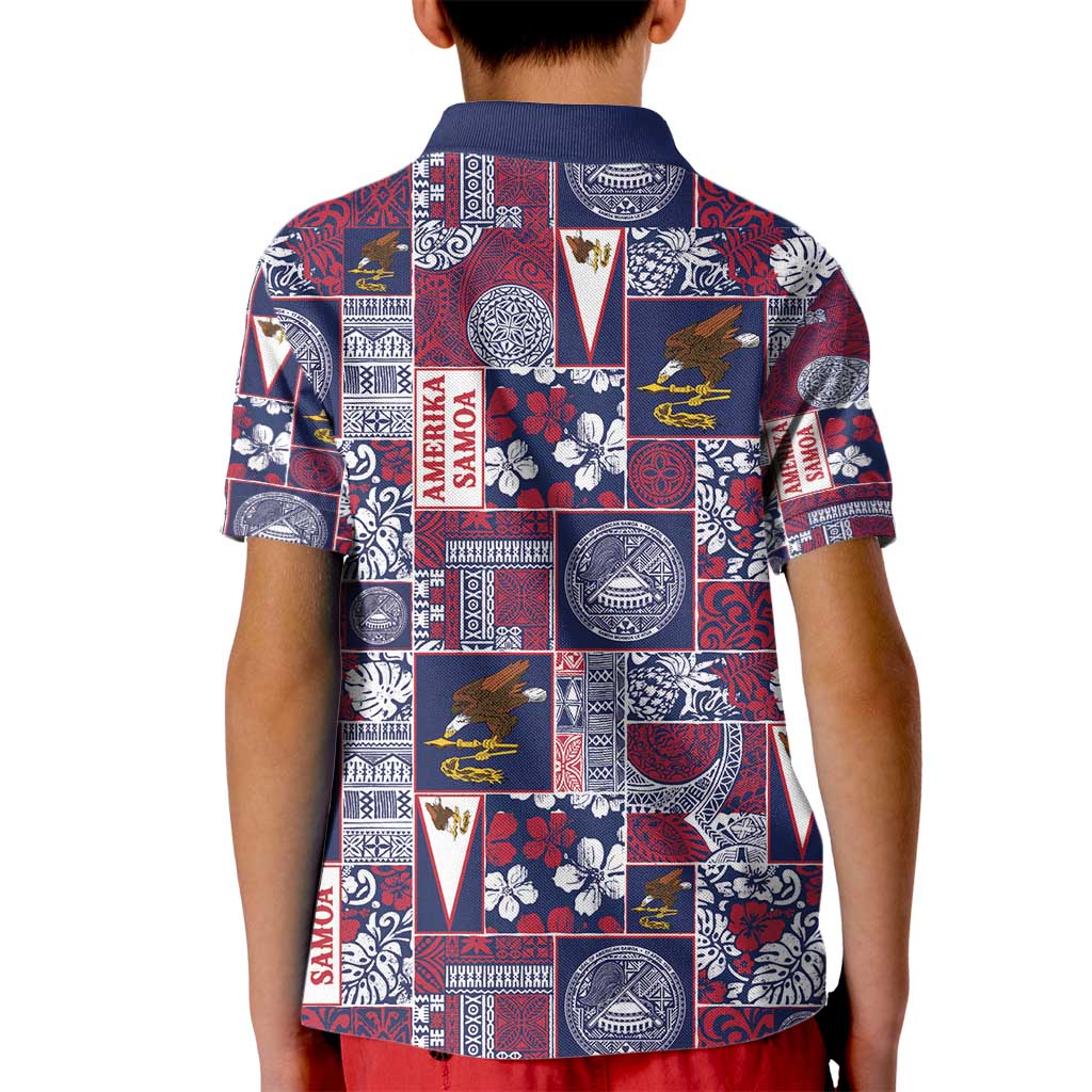 Manuia le Kerisimasi American Samoa Kid Polo Shirt Pacific Patchwork Xmas Vibes - Polynesian Pride
