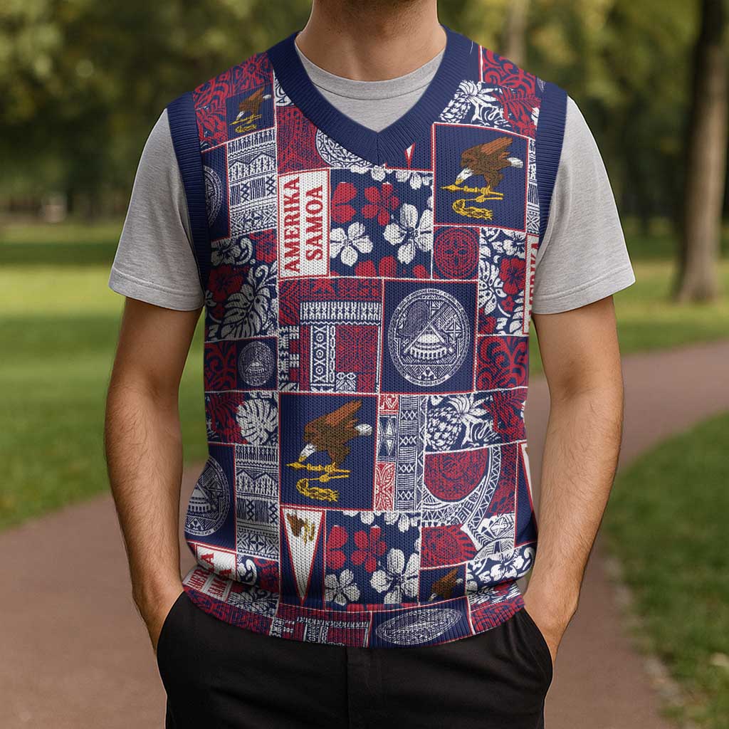 Manuia le Kerisimasi American Samoa Christmas Knitted V-Neck Vest Pacific Patchwork Xmas Vibes - Polynesian Pride