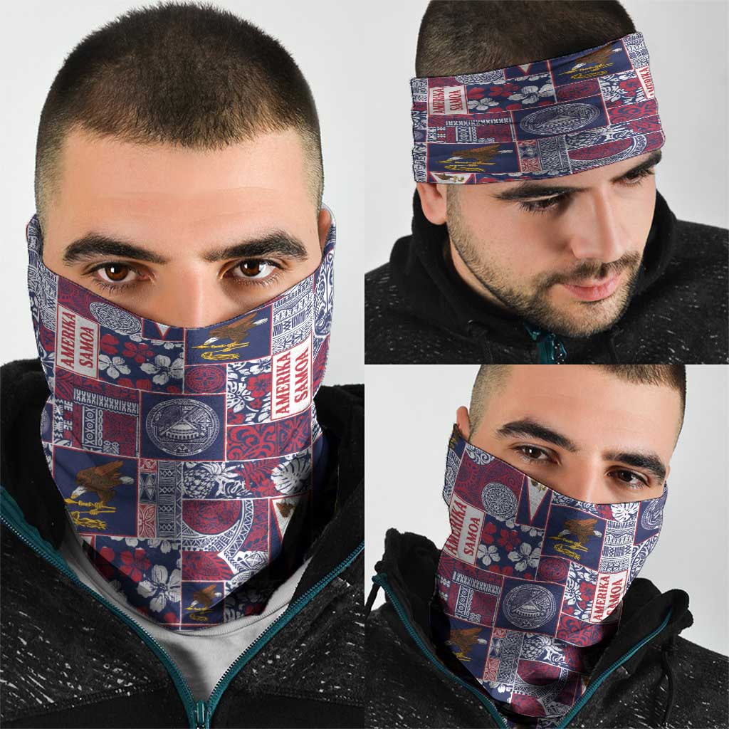 Manuia le Kerisimasi American Samoa Neck Gaiter Pacific Patchwork Xmas Vibes - Polynesian Pride