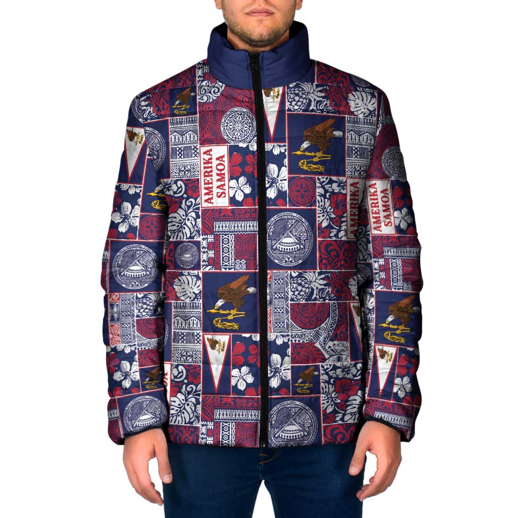 Manuia le Kerisimasi American Samoa Padded Jacket Pacific Patchwork Xmas Vibes - Polynesian Pride