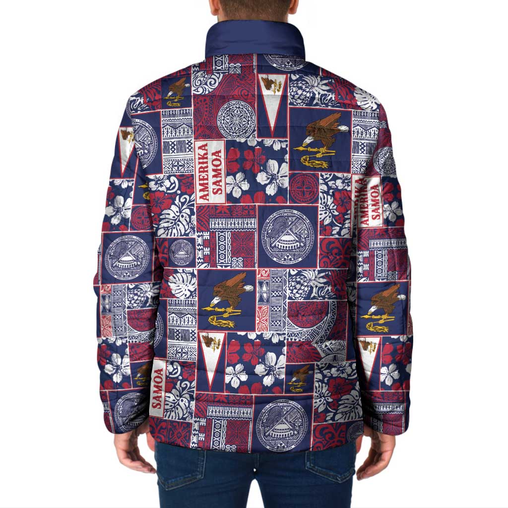 Manuia le Kerisimasi American Samoa Padded Jacket Pacific Patchwork Xmas Vibes - Polynesian Pride