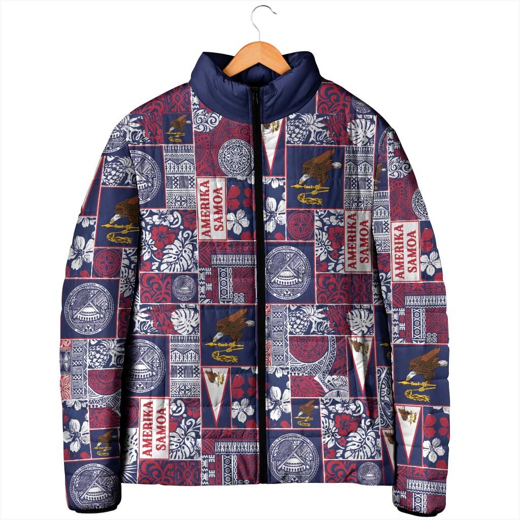 Manuia le Kerisimasi American Samoa Padded Jacket Pacific Patchwork Xmas Vibes - Polynesian Pride