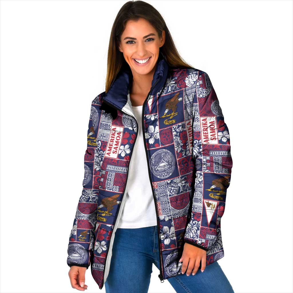 Manuia le Kerisimasi American Samoa Padded Jacket Pacific Patchwork Xmas Vibes - Polynesian Pride