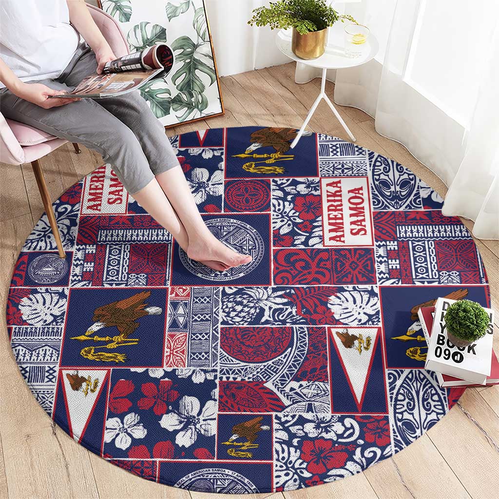 Manuia le Kerisimasi American Samoa Round Carpet Pacific Patchwork Xmas Vibes - Polynesian Pride