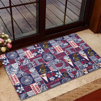 Manuia le Kerisimasi American Samoa Rubber Doormat Pacific Patchwork Xmas Vibes - Polynesian Pride