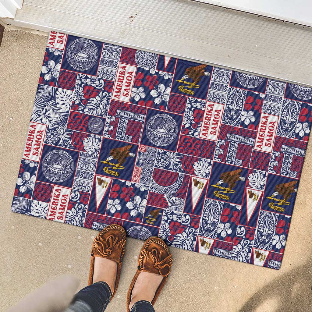 Manuia le Kerisimasi American Samoa Rubber Doormat Pacific Patchwork Xmas Vibes - Polynesian Pride