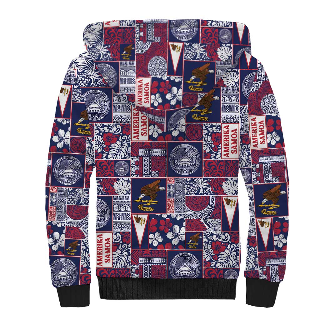 Manuia le Kerisimasi American Samoa Sherpa Hoodie Pacific Patchwork Xmas Vibes - Polynesian Pride