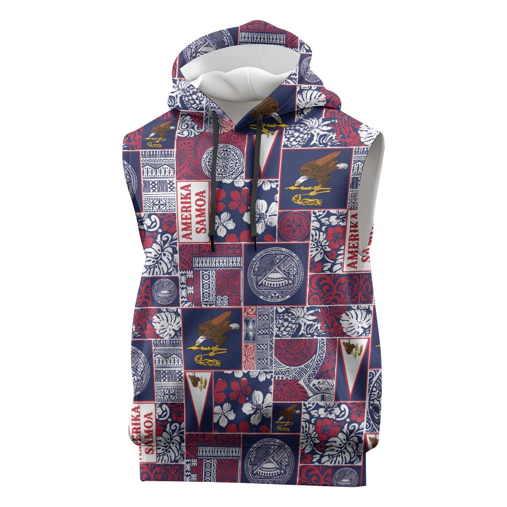 Manuia le Kerisimasi American Samoa Sleeveless Hoodie Pacific Patchwork Xmas Vibes - Polynesian Pride