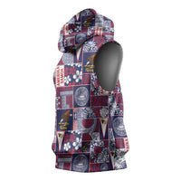 Manuia le Kerisimasi American Samoa Sleeveless Hoodie Pacific Patchwork Xmas Vibes - Polynesian Pride