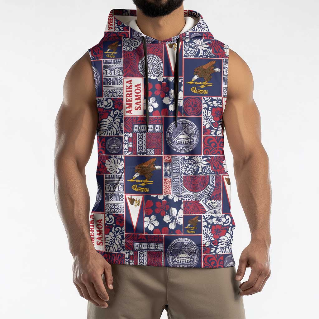 Manuia le Kerisimasi American Samoa Sleeveless Hoodie Pacific Patchwork Xmas Vibes - Polynesian Pride