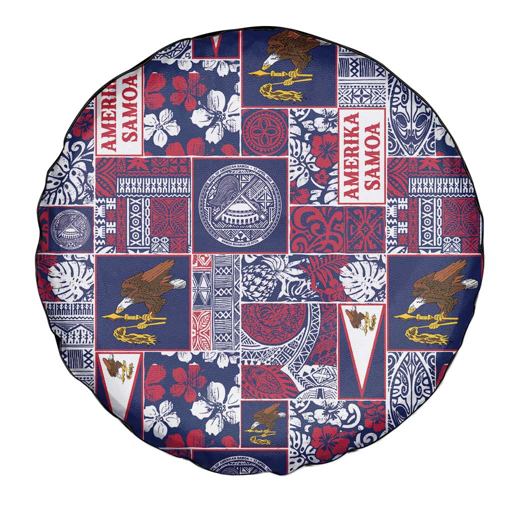 Manuia le Kerisimasi American Samoa Spare Tire Cover Pacific Patchwork Xmas Vibes - Polynesian Pride