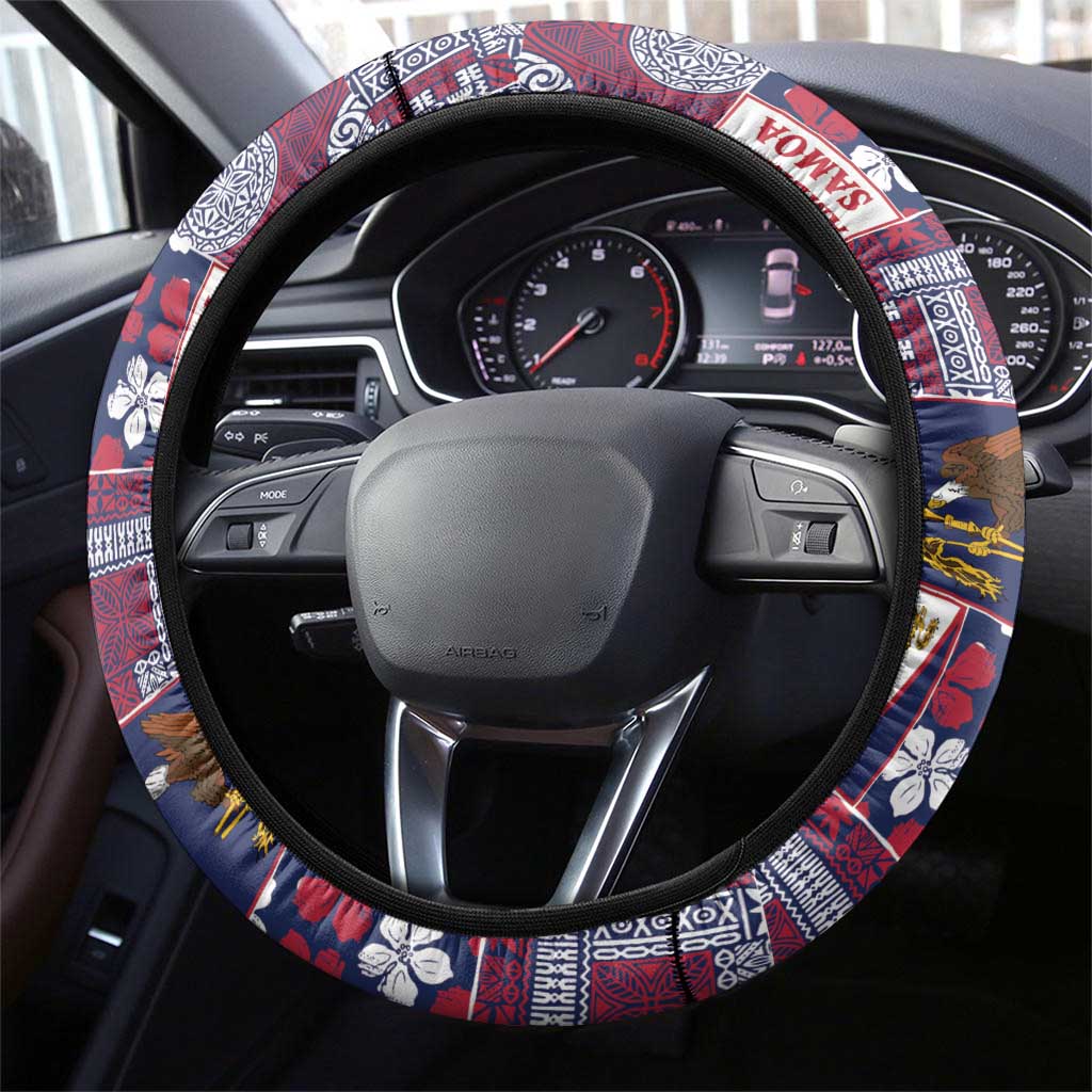 Manuia le Kerisimasi American Samoa Steering Wheel Cover Pacific Patchwork Xmas Vibes - Polynesian Pride