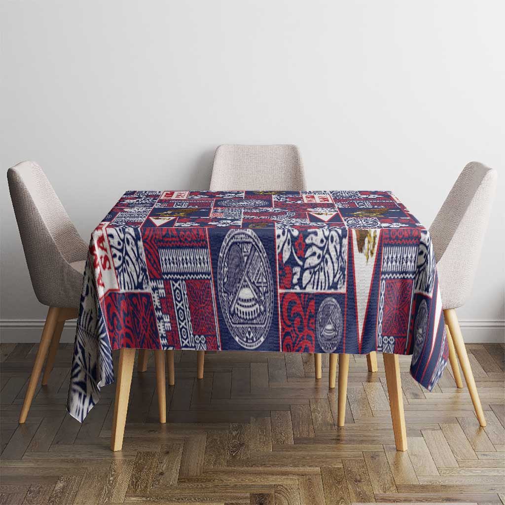 Manuia le Kerisimasi American Samoa Tablecloth Pacific Patchwork Xmas Vibes - Polynesian Pride